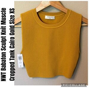 Babaton Sculpt Knit Muscle Cropped Tank Cairo Gold Size XS